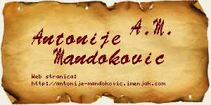 Antonije Mandoković vizit kartica